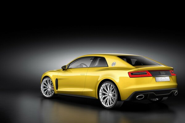 Yellow audi car on a gray background