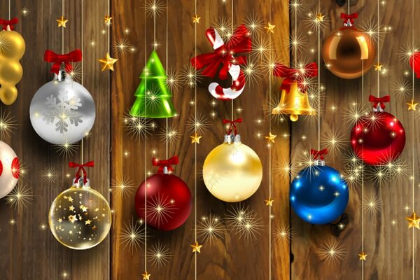 Background with Christmas tree toys