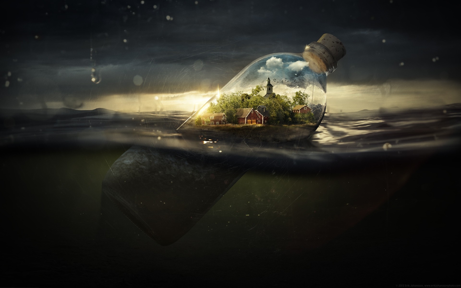 photo manipulation landscape smoke light water nature moon dawn river reflection lake motion travel bottle