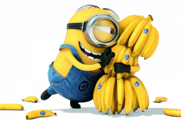 Minion und Bananen weißer Hintergrund