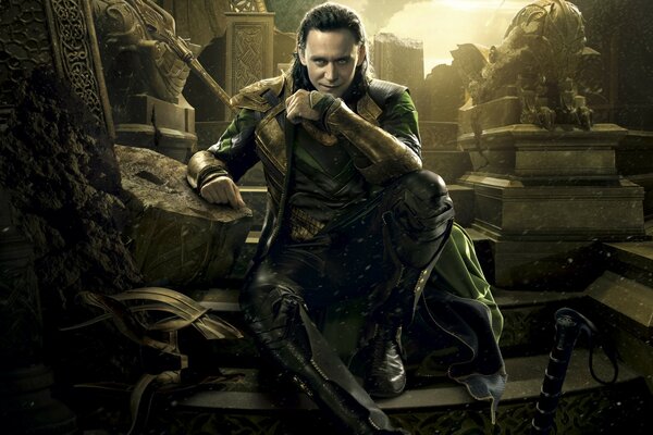 Loki sits and watches without a helmet