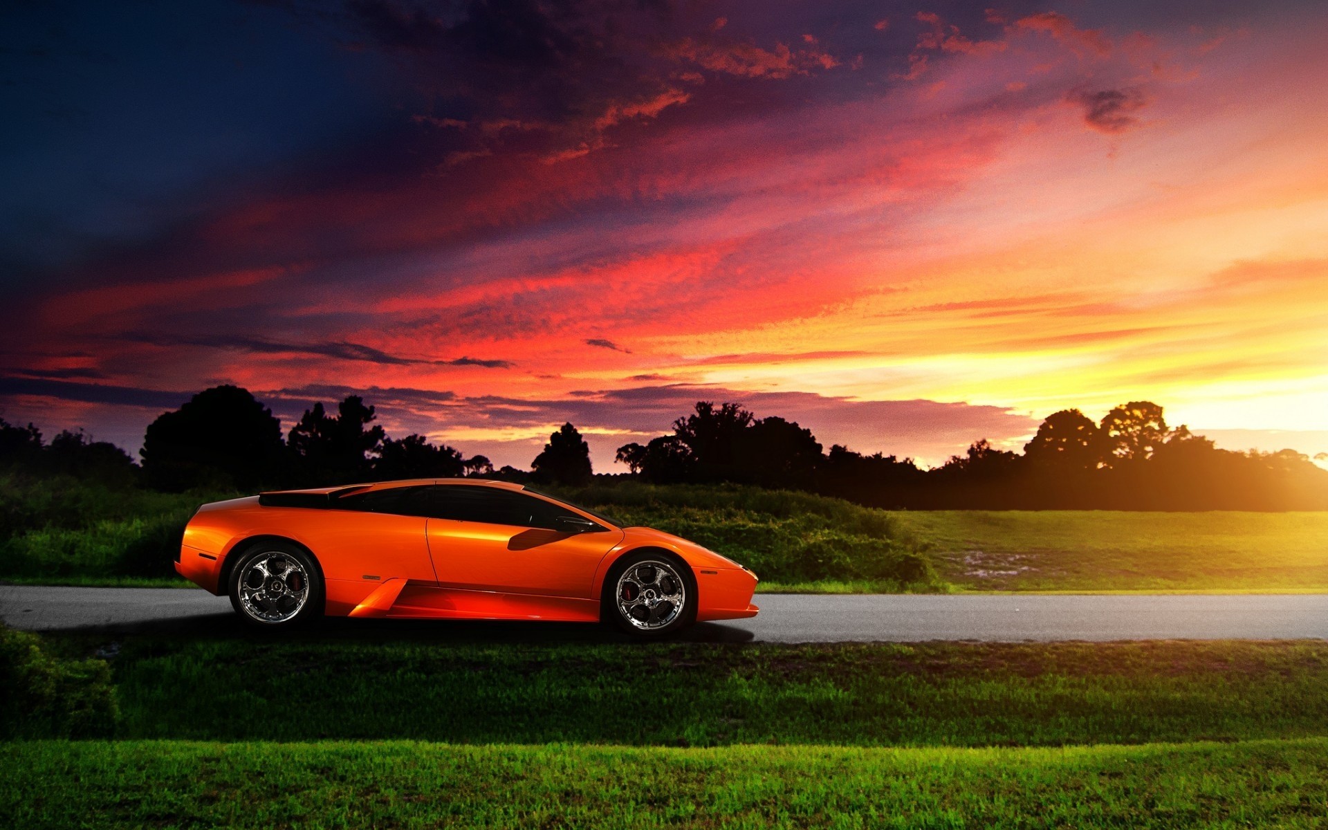 lamborghini sonnenuntergang auto auto dämmerung himmel landschaft sonne lamborghini murcielago