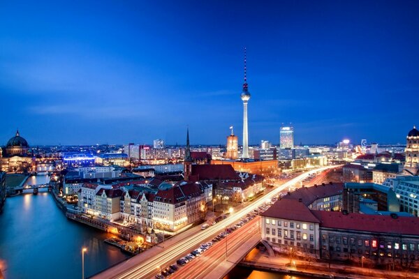 The gloomy architecture of Germany in the evening