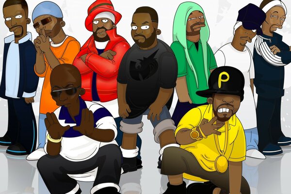 Grupo de rappers dos desenhos animados na imagem