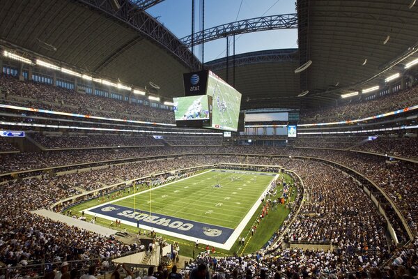 A sports arena filled with football fans