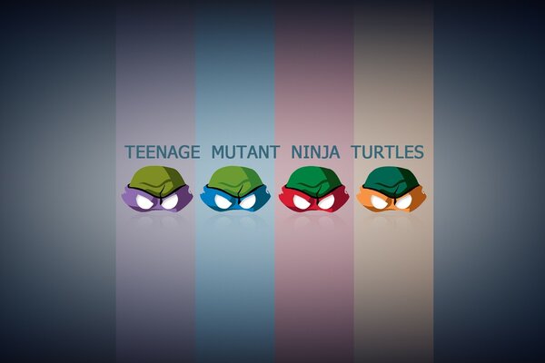 Máscaras de tortugas ninja sobre un fondo rayado