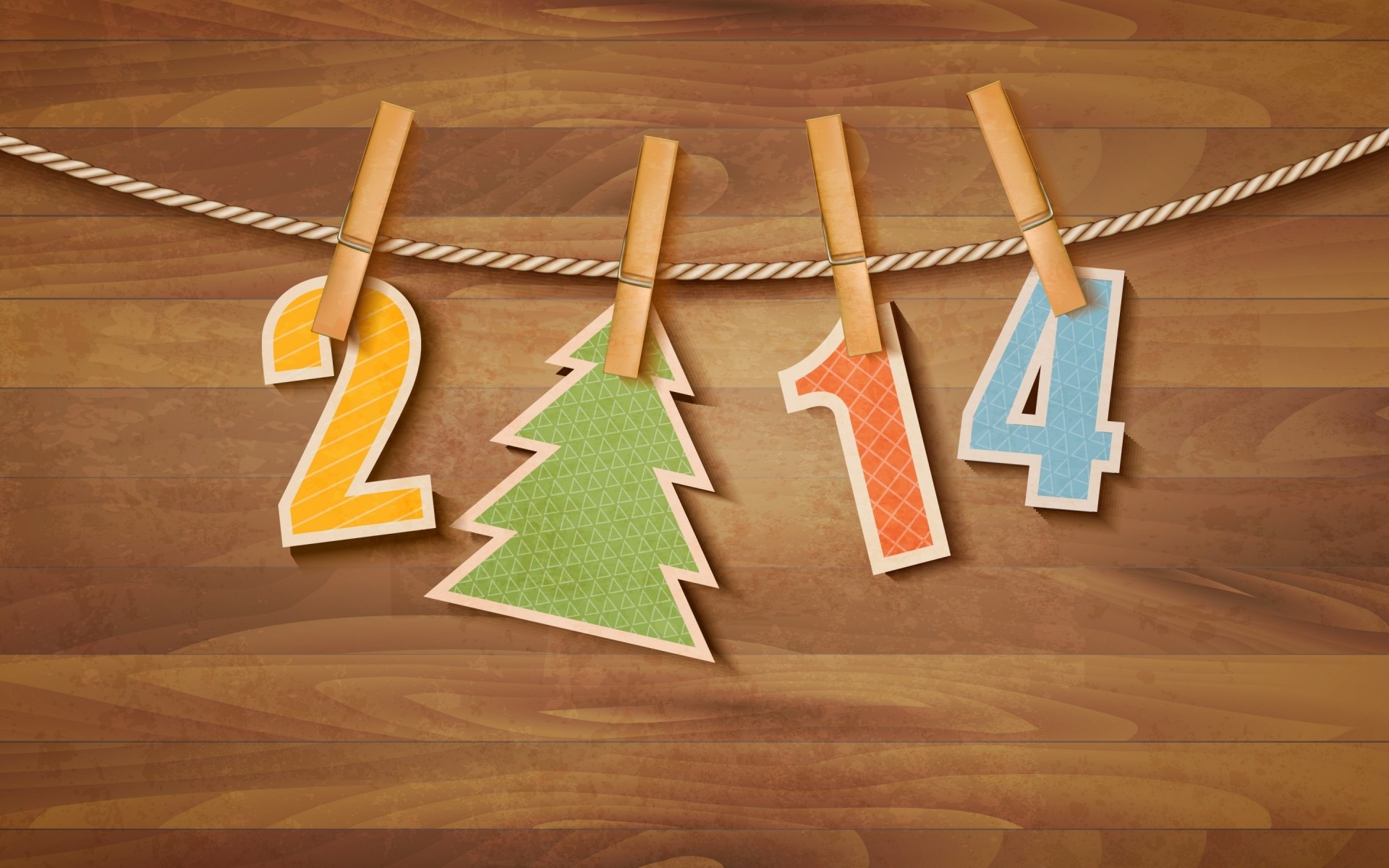 new year wood wooden rope hanging retro clothespin clothesline business text 2014