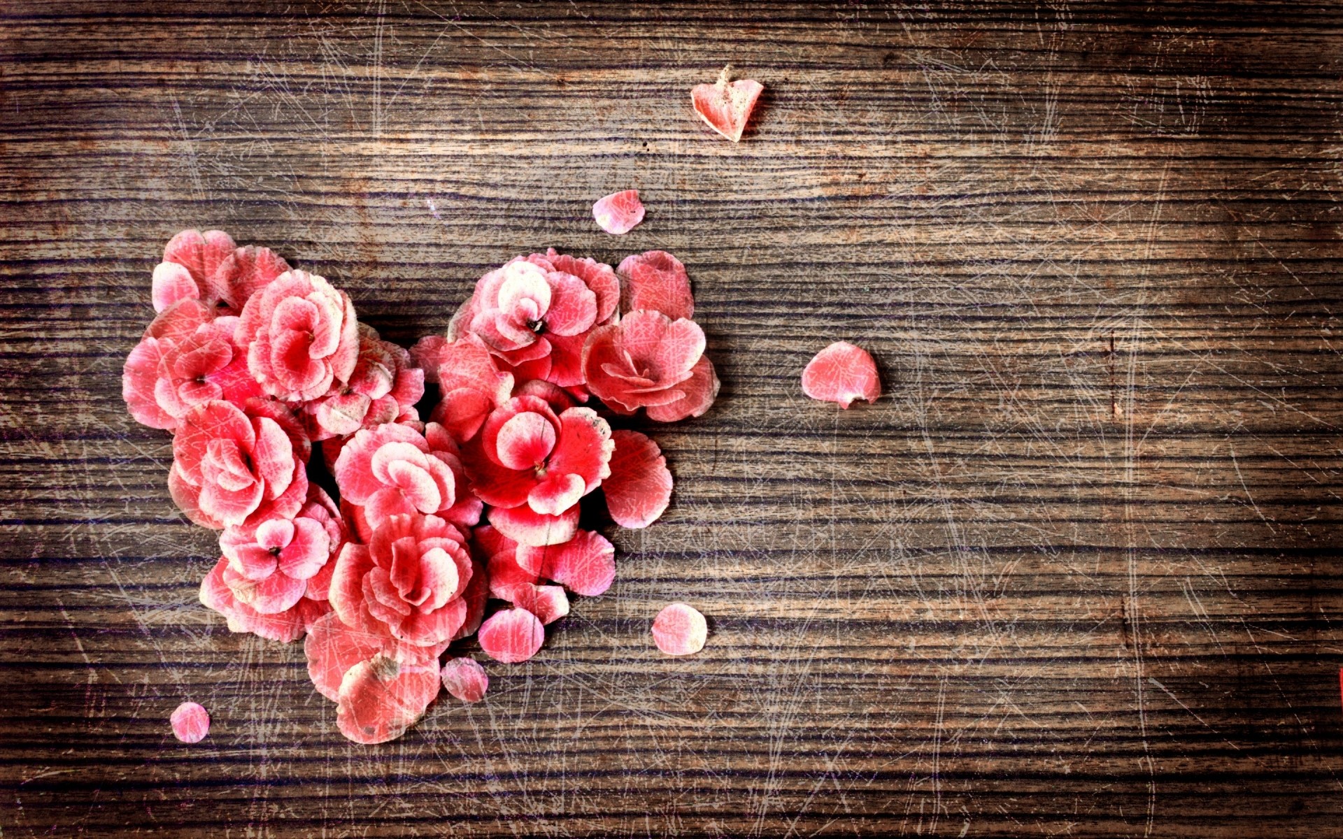 flowers wooden wood desktop love heart table romance decoration romantic rustic flower texture design petals rose