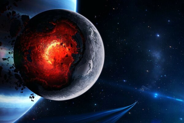 Space catastrophe planet