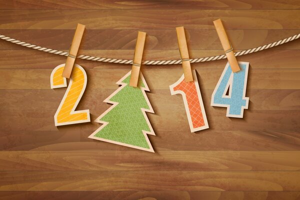 New Year. The numbers are hanging on a rope