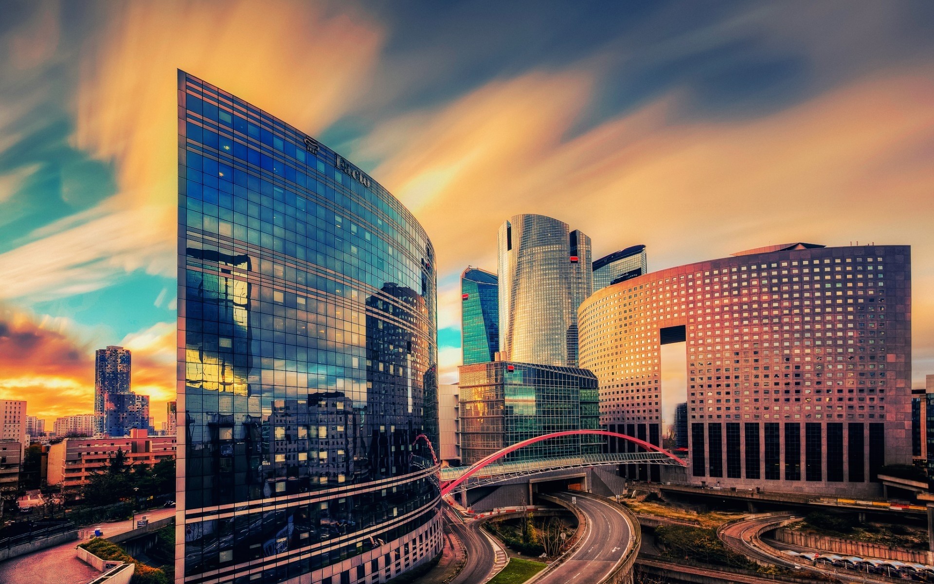 france city architecture downtown skyscraper cityscape building dusk skyline travel urban modern office sky business evening traffic light finance tower paris landscape