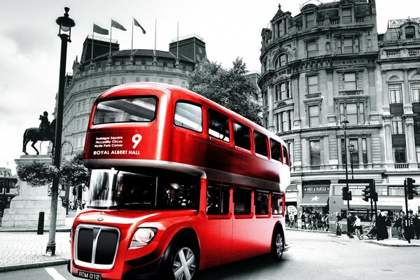 Double-decker bus on the UK road