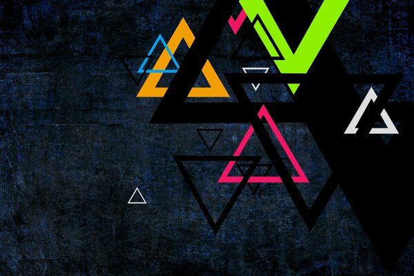 Abstraction of triangles on a dark background