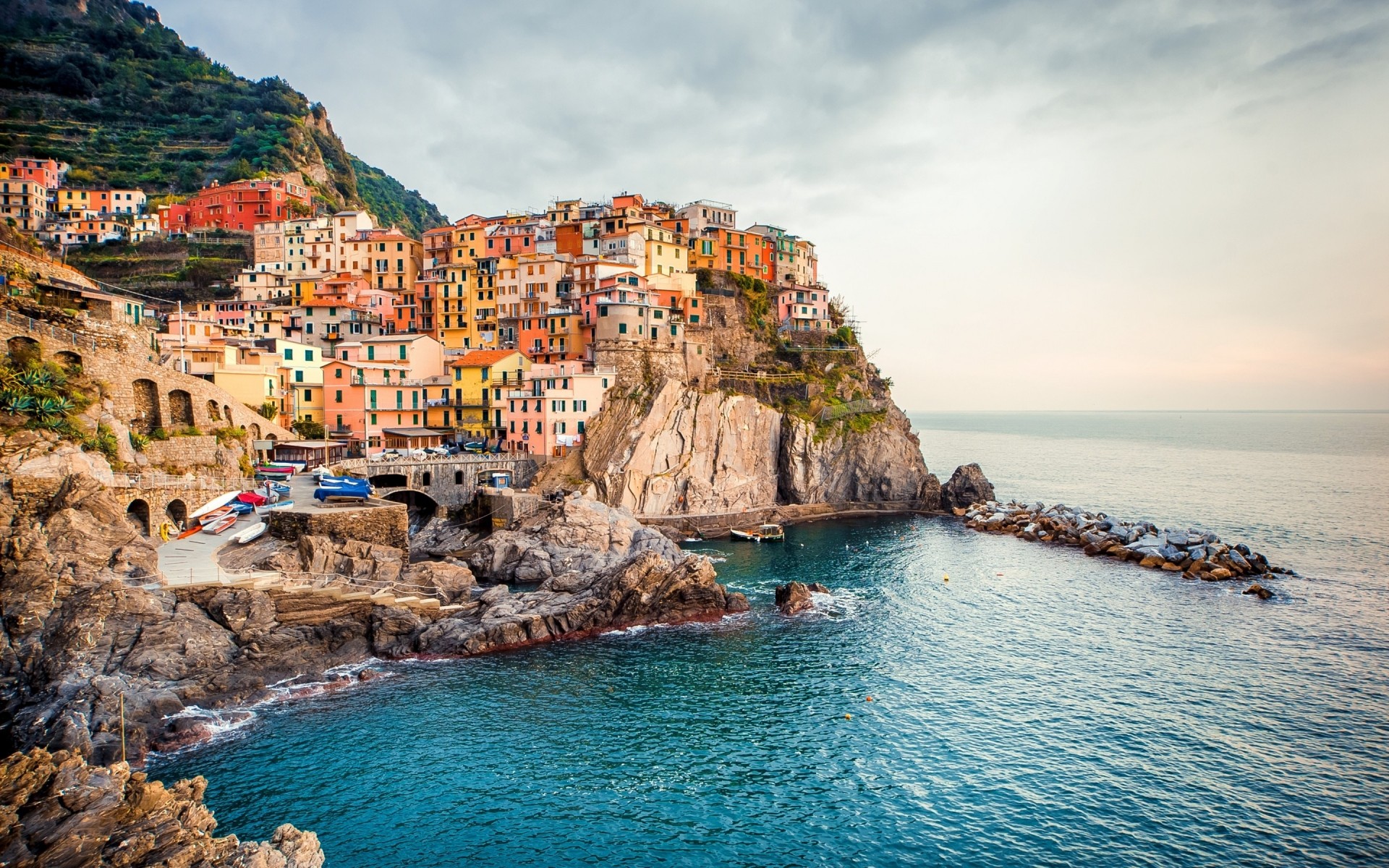 italy seashore sea travel beach water vacation ocean tourism scenic landscape sky sight shore seascape rock island seaside town bay resort cinque terre