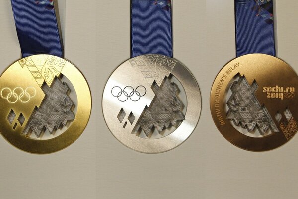 A picture of three Olympic medals