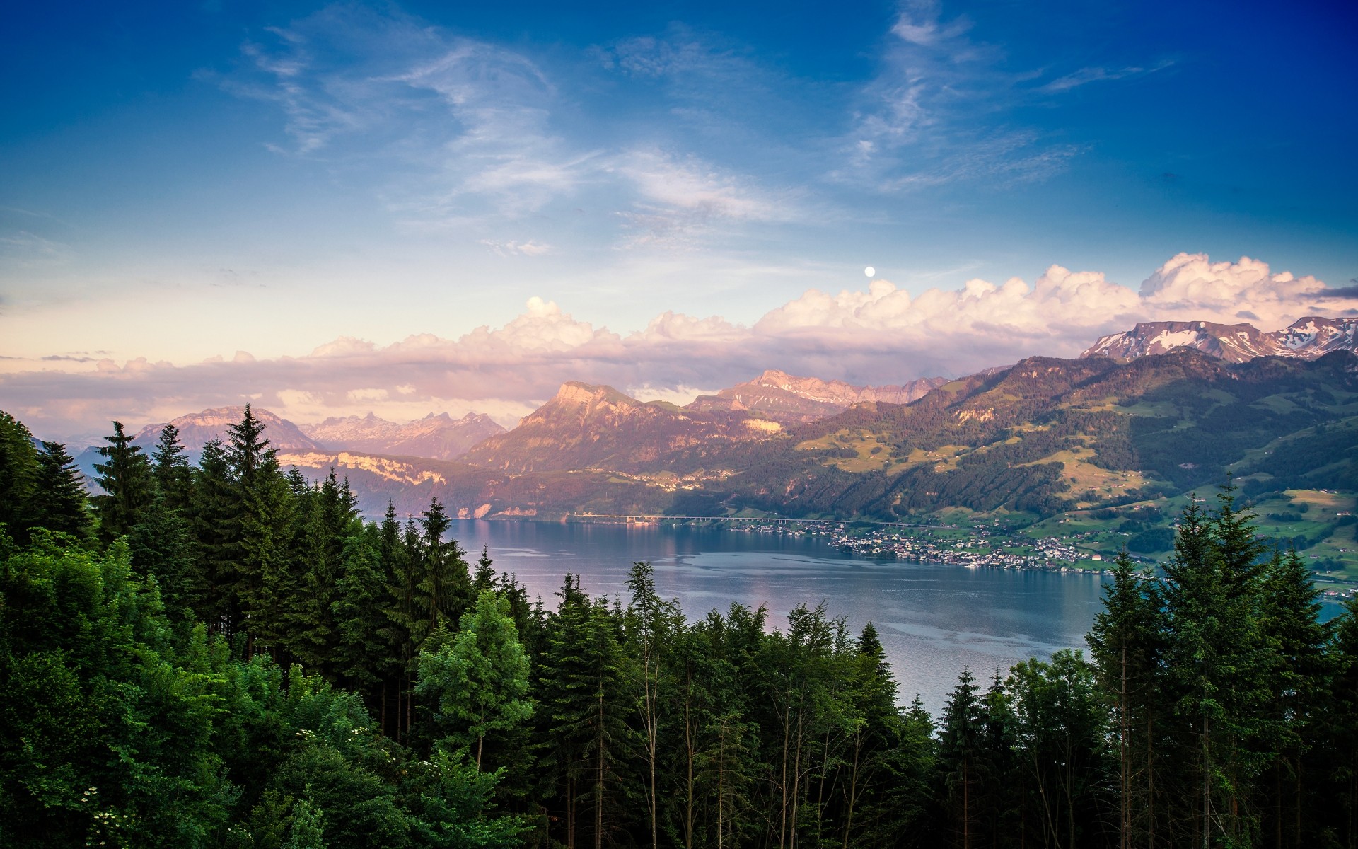 landschaft natur im freien reisen wasser himmel berge holz landschaft see dämmerung sommer nebel sonnenuntergang baum schnee dämmerung bäume