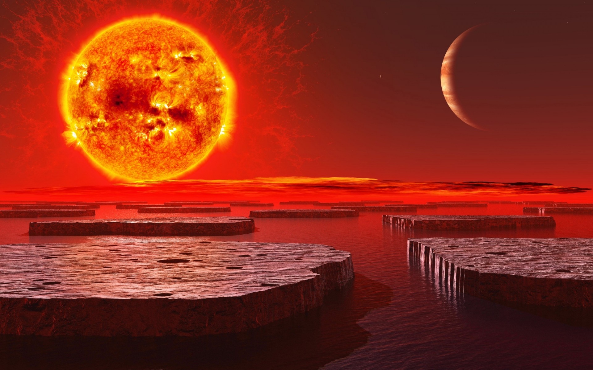 landschaft sonne mond sonnenuntergang meer dämmerung ozean himmel planeten wasser abend astronomie natur raum dämmerung wissenschaft landschaft astrologie strand licht feuer