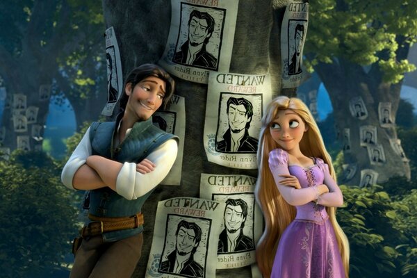 Flyn Ryder et Rapunzel se regardent