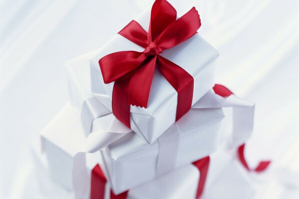 Gifts with a red ribbon