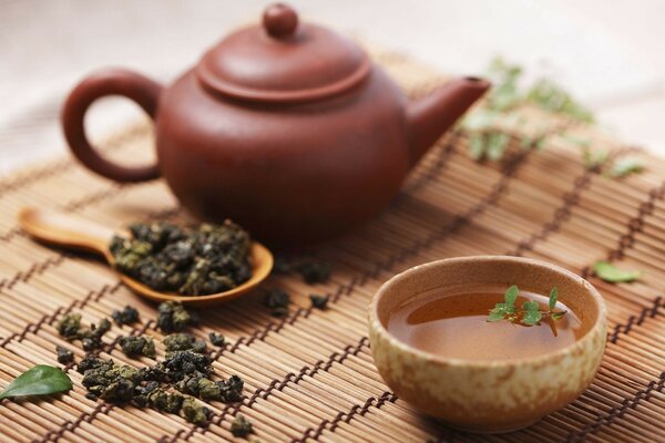 A set of dishes for a tea ceremony