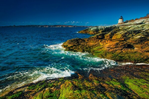 Sea coast, lighthouse view