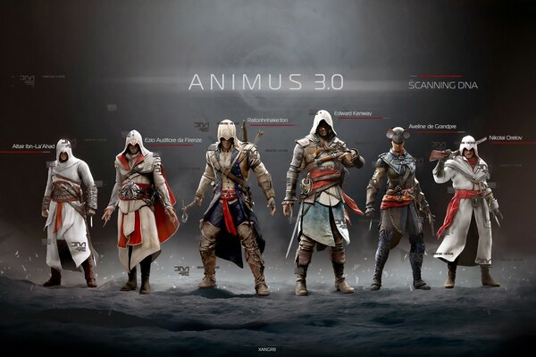 Heroes of the video game Assassins creed