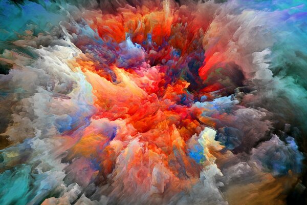 Explosion of bright colors on canvas