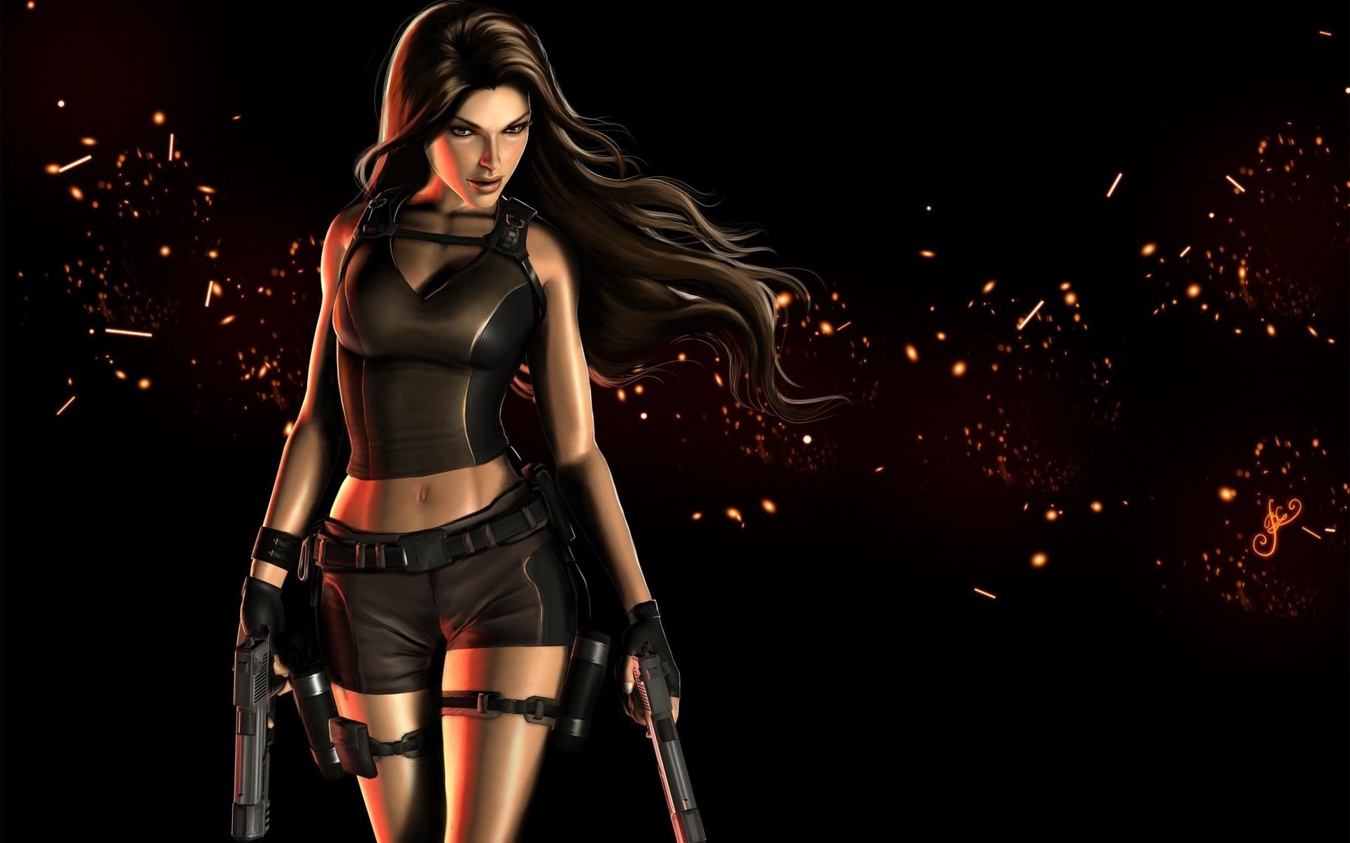 other games mujer sexy oscuro chica erótica moda lencería modelo látex hermosa adulto glamour lara croft tomb raider armas