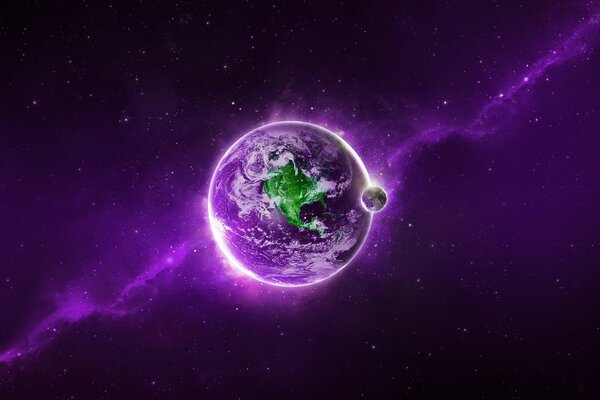 Purple planet space