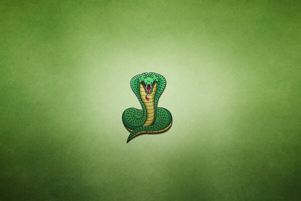 Green cobra on a green background