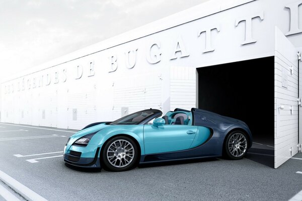 New blue Bugatti leaves the garage