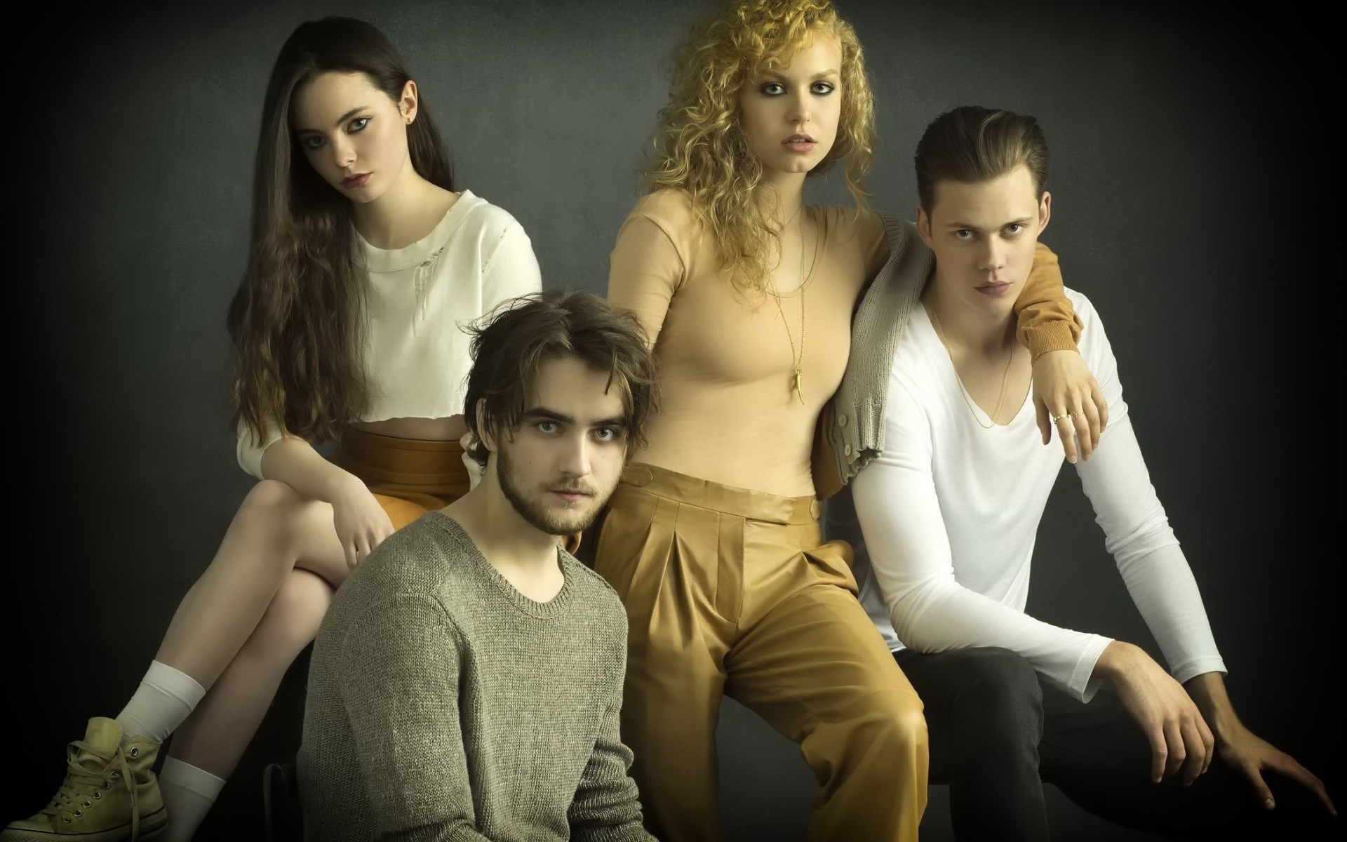 tv-serie frau porträt erwachsener mädchen gesichtsausdruck mann brünette mode tragen drinnen studio bill skarsgard landon liboiron penelope mitchell freya tingley hemlock grove