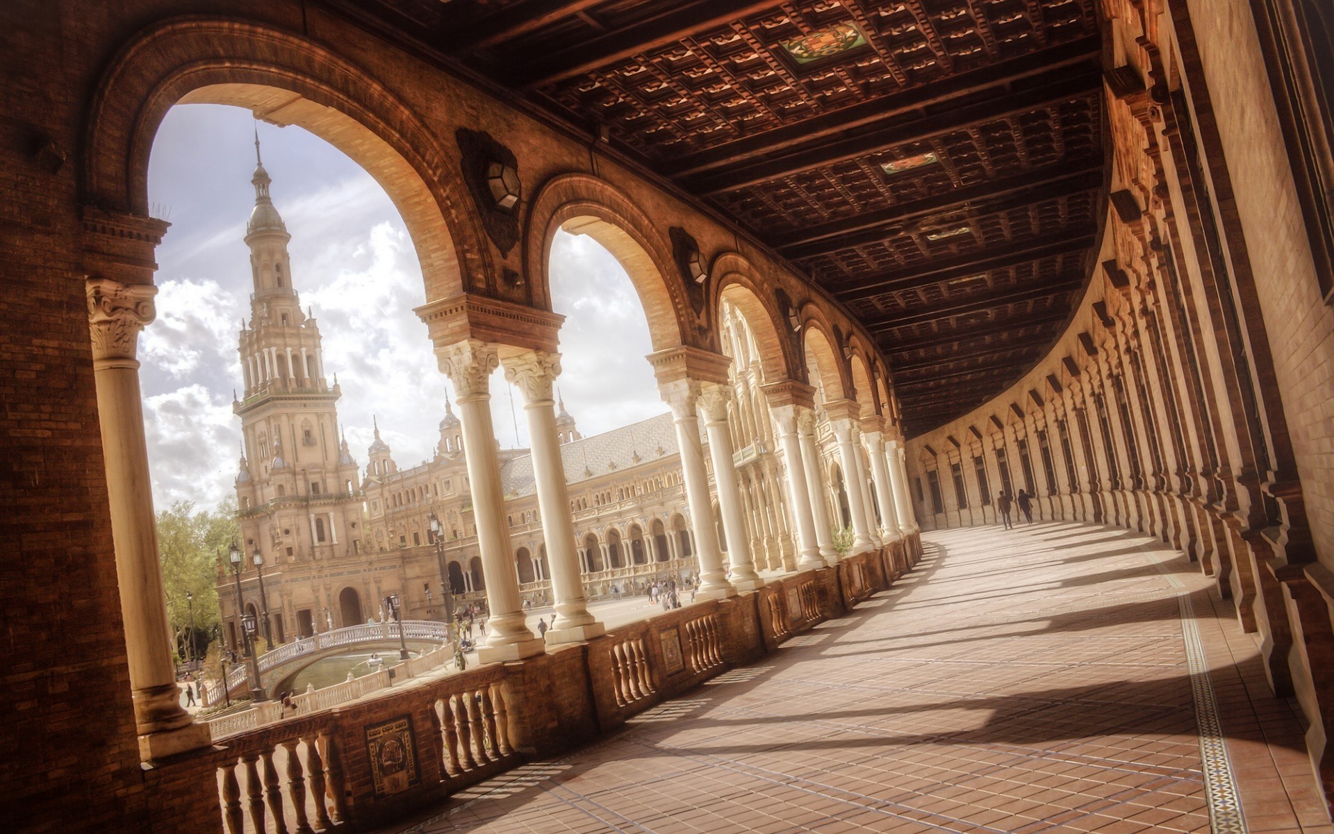 spain architecture travel building arch indoors religion column old ancient art tourism tower sevilla gorgeous