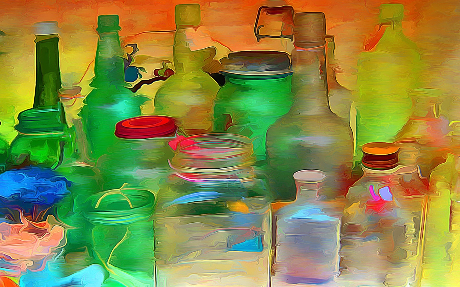 drawings envase botella plástico vidrio arte vacío color abigarrado diseño tarros botellas pinturas fresco