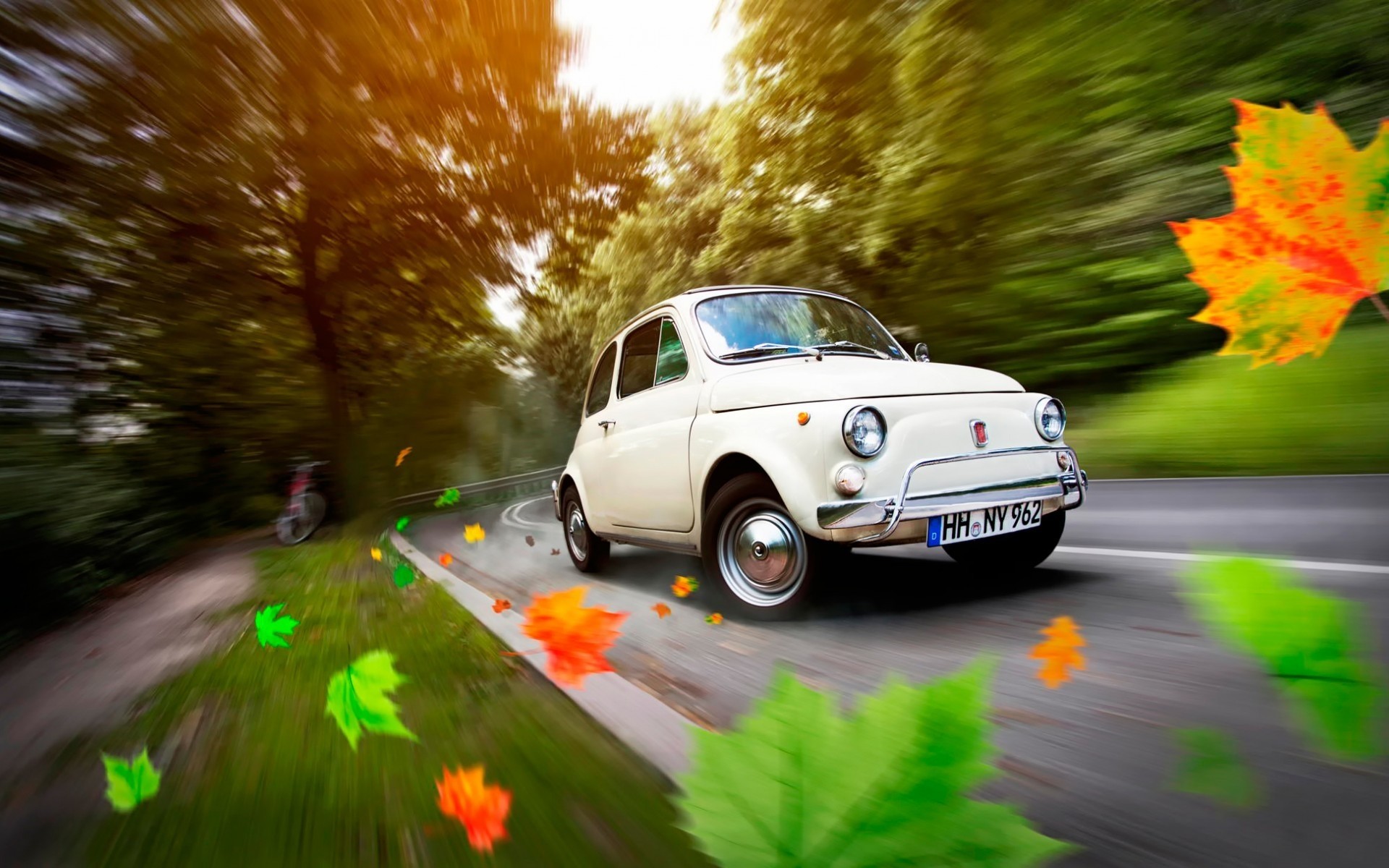 fiat car road vehicle transportation system asphalt drive hurry blur fast traffic highway action outdoors street fiat 500 old fiat classic cars vintage cars cool