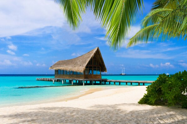 A secluded hut on the beach, by the sea