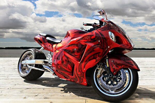 Red sports motorcycle