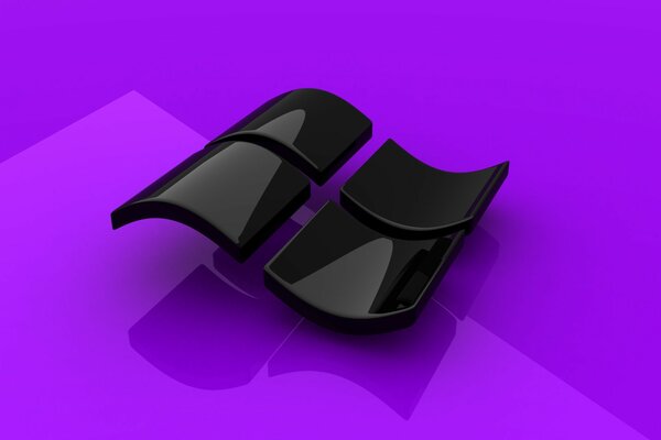 Bandiera nera di Windows su sfondo viola