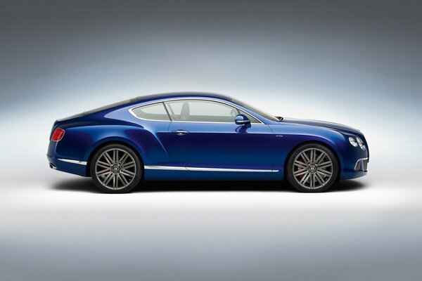 Blue bentley on white background