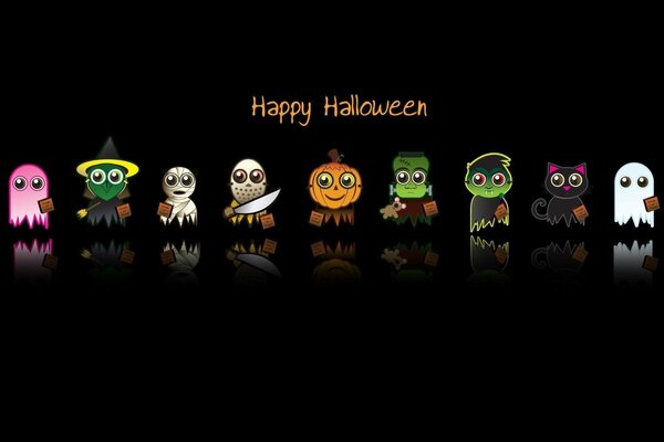 Fantasmagrando a forma de diferentes figuras no Halloween