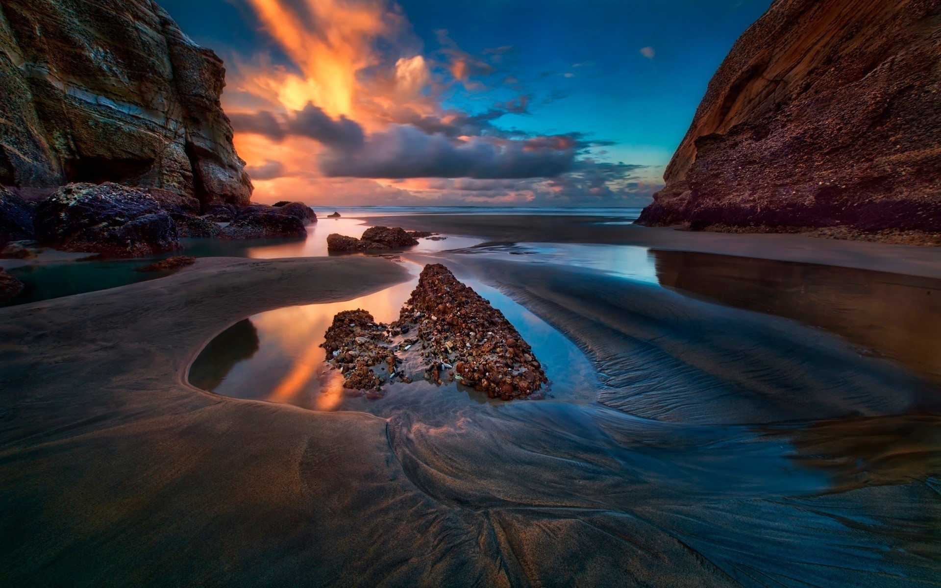 paysage eau coucher de soleil paysage voyage plage aube mer océan soir mer rock sable scénique paysage soleil ciel crépuscule nature réflexion nuages