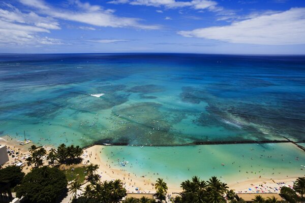 Sandy beach with a strip of horizon