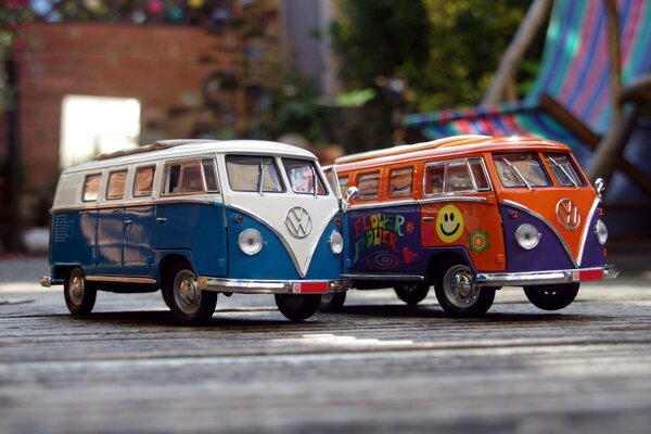 Blue stylish volkswagen bus