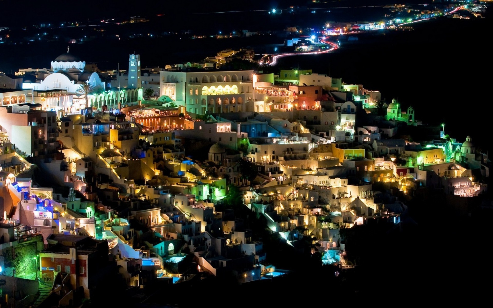 yunanistan şehir seyahat şehir mimari akşam ev kentsel arkadan aydınlatmalı ışık şehir iş su alacakaranlık manzara gece