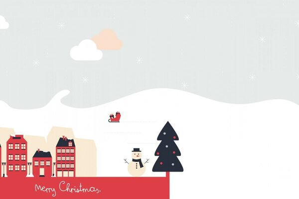 Cartolina d inverno disegnata con la scritta Buon Natale