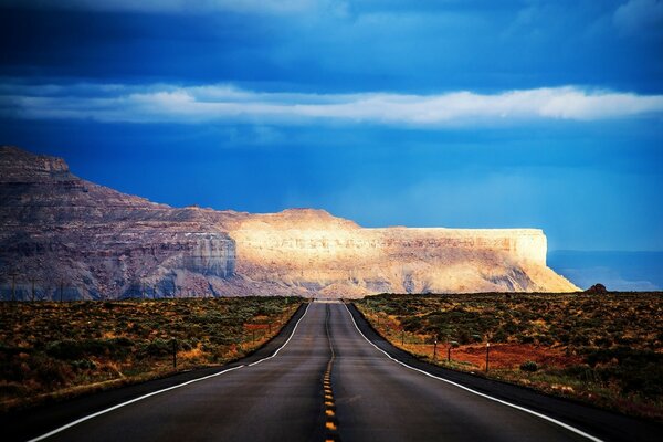 Traveling on a Desert road in the USA