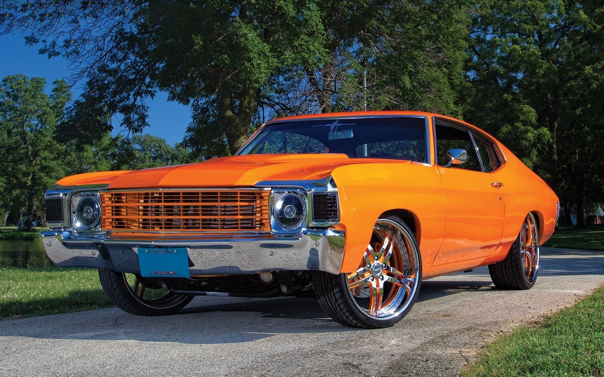 chevrolet vehicle car transportation system drive road wheel fast rally automotive chevelle chevy chevelle orange