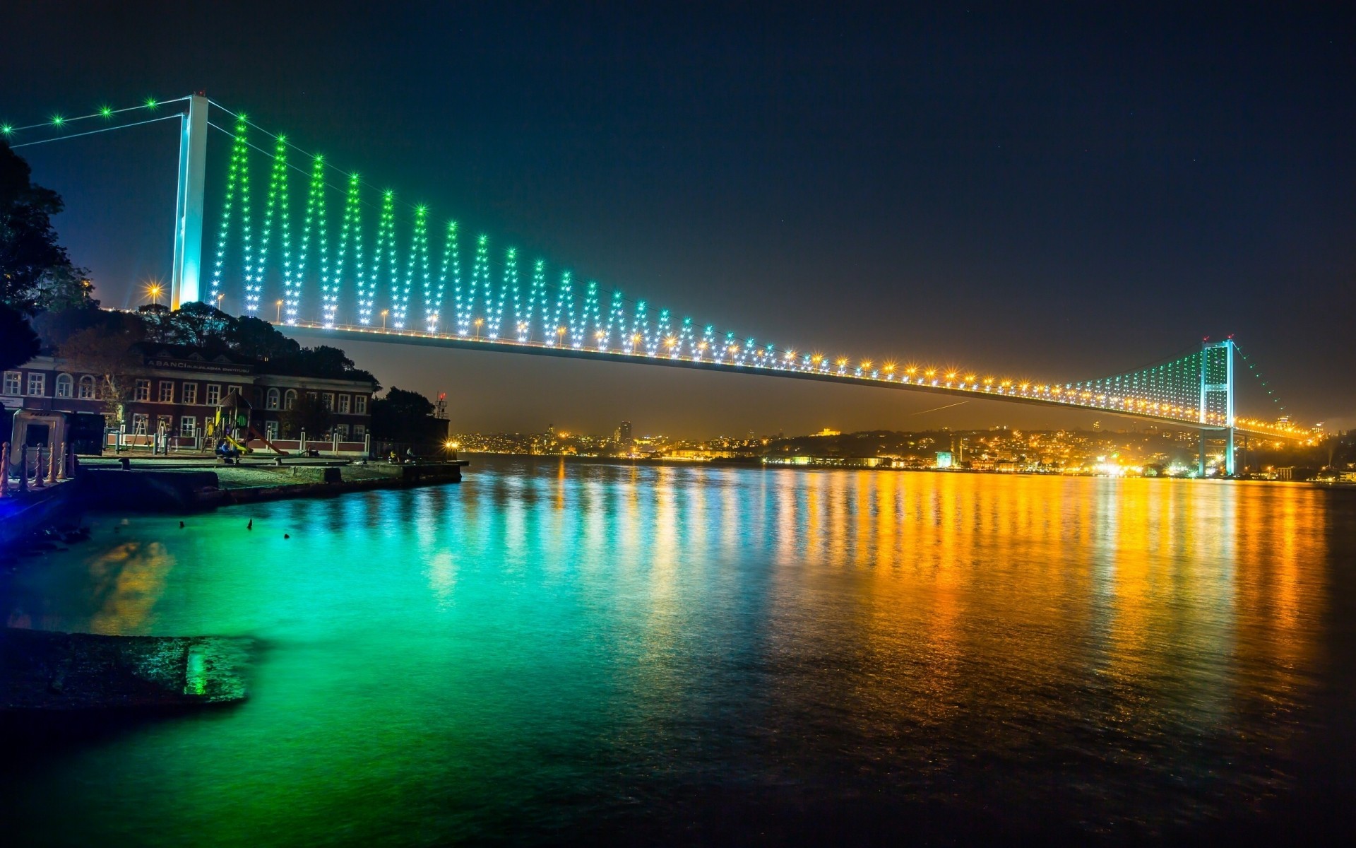 turkey bridge water architecture city travel dusk river sunset evening sky downtown building cityscape urban reflection transportation system suspension bridge skyline waterfront bosphorus bridge istanbul night lights