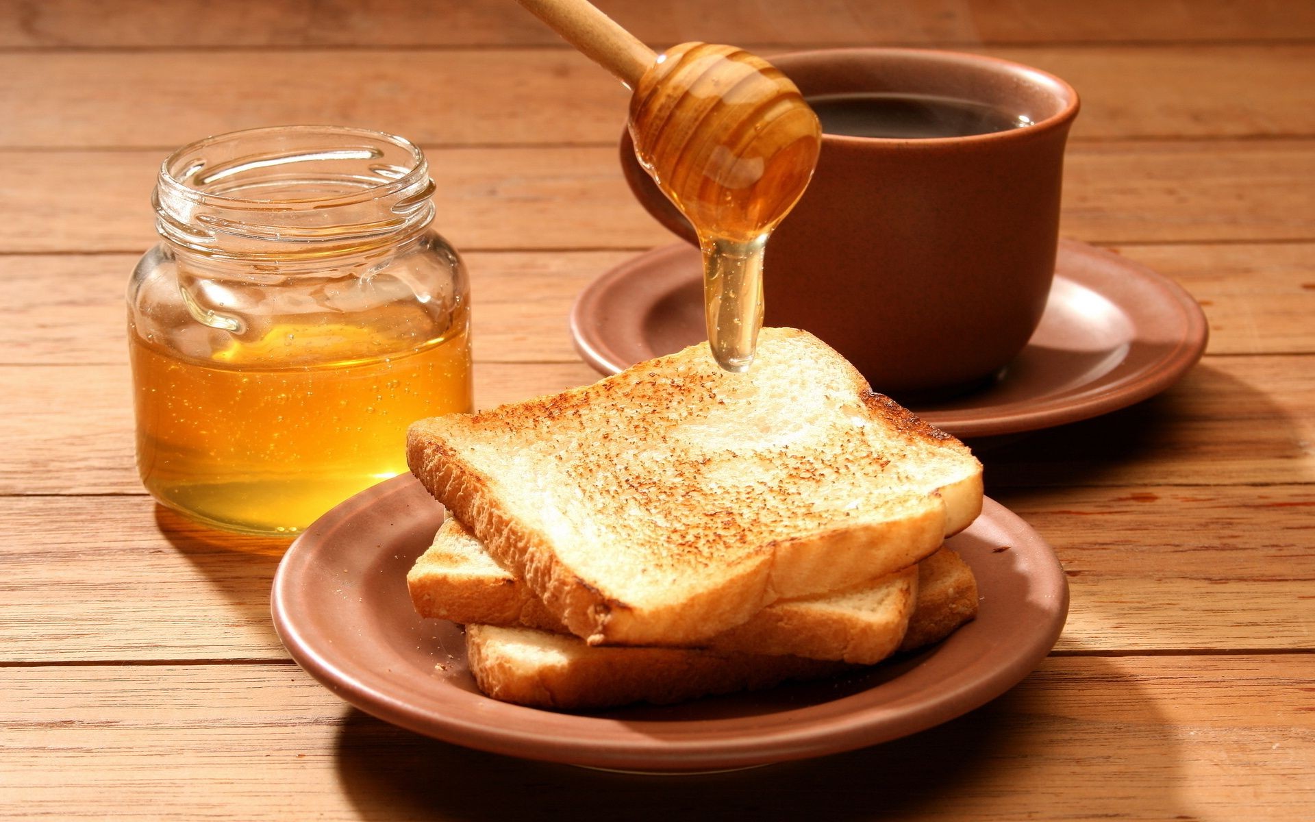 café da manhã mel comida madeira colher doce crescer pão delicioso frasco de madeira tabela comida geléia saudável caseiro vidro brinde amanhecer