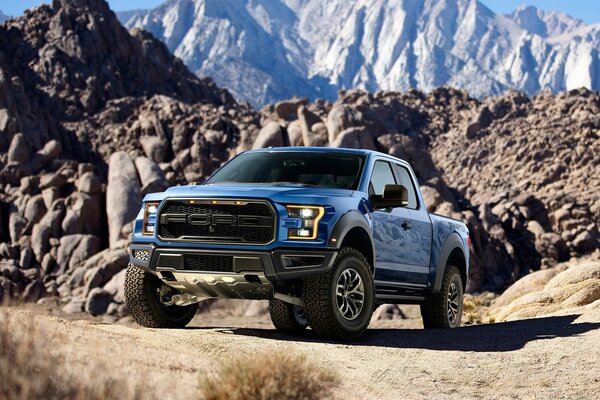 Off-road vehicle on a dangerous mountain pass